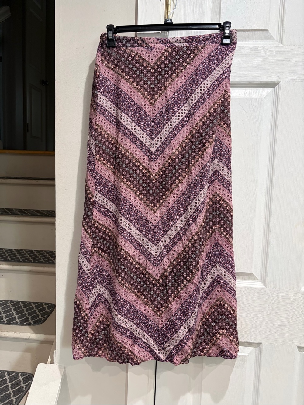 Pink/Purple Chevron Print Maxi Skirt - Elegant Everyday Style